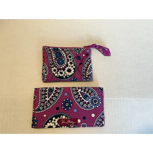 Vera Bradley Knot Just a Clutch Purse Boysenberry Paisley Pattern Retired 3 Pcs - Picture 8 of 16